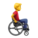 Man in Manual Wheelchair with Right Arrow - Apple