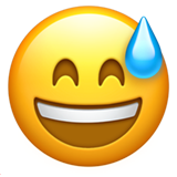 Grinning Face with Sweat - Apple
