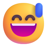 Grinning Face with Sweat - Fluent (Microsoft)
